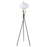 Layton White Orb Shade Tripod Floor Lamp Black