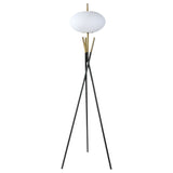 Layton White Orb Shade Tripod Floor Lamp Black