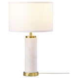 Lucius 25-inch Drum Shade Marble Body Table Lamp White