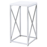 Edmund Square Accent Side Table White High Gloss and Chrome