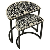 Zakiya Demilune Nesting Table Set Black and White