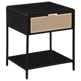 Amherst 1-drawer Radio Weave Cane Metal Bedside Table