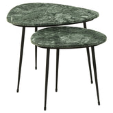 Tobias Triangular Marble Top Nesting Table Green