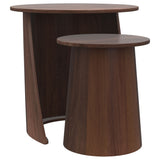Yency Round Mango Wood Nesting Table Set Dark Brown
