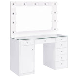 Acena 7-drawer Vanity Set with Lighting Black High Gloss