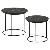 Loannis Round Mango Wood Nesting Table Matte Black