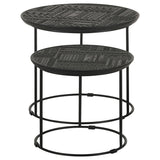 Loannis Round Mango Wood Nesting Table Matte Black
