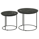 Loannis Round Mango Wood Nesting Table Matte Black