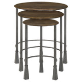 Deja Round Nesting Table Set Natural and Gunmetal