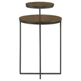 Yael Round Mango Wood Accent Side Table Natural and Gunmetal