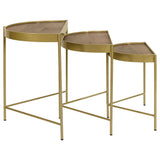 Tristen Demilune Nesting Table Brown and Gold