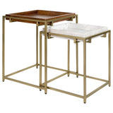 Bolden Wood and Marble Top Nesting Table Set Gold