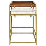 Bolden Wood and Marble Top Nesting Table Set Gold