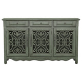 Madeline 3-drawer Scrollwork Accent Cabinet Antique Green