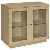 Tilbury 2-door Glass Front Accent Display Cabinet Light Oak