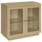 Tilbury 2-door Glass Front Accent Display Cabinet Light Oak