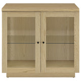 Tilbury 2-door Glass Front Accent Display Cabinet Light Oak