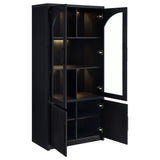 Riva 4-door Tall Accent Display Cabinet LED Lighting Black