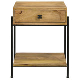 Declan 1-drawer Wood Accent Side Table Natural Mango