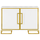 Elsa 2-door Wood Storage Accent Cabinet White and Gold