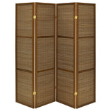 Browning 4-panel Bamboo Room Divider Folding Screen Walnut