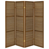 Browning 4-panel Bamboo Room Divider Folding Screen Walnut