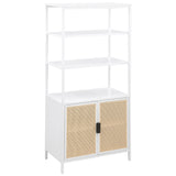 Amherst 3-shelf Radio Weave Cane Metal Accent Cabinet White