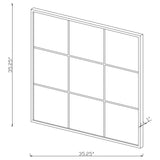 Quetzal 35 x 35 Inch Square Window Pane Wall Mirror Black