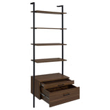 Owens 96-inch Wall Mounted Bookshelf Set Walnut