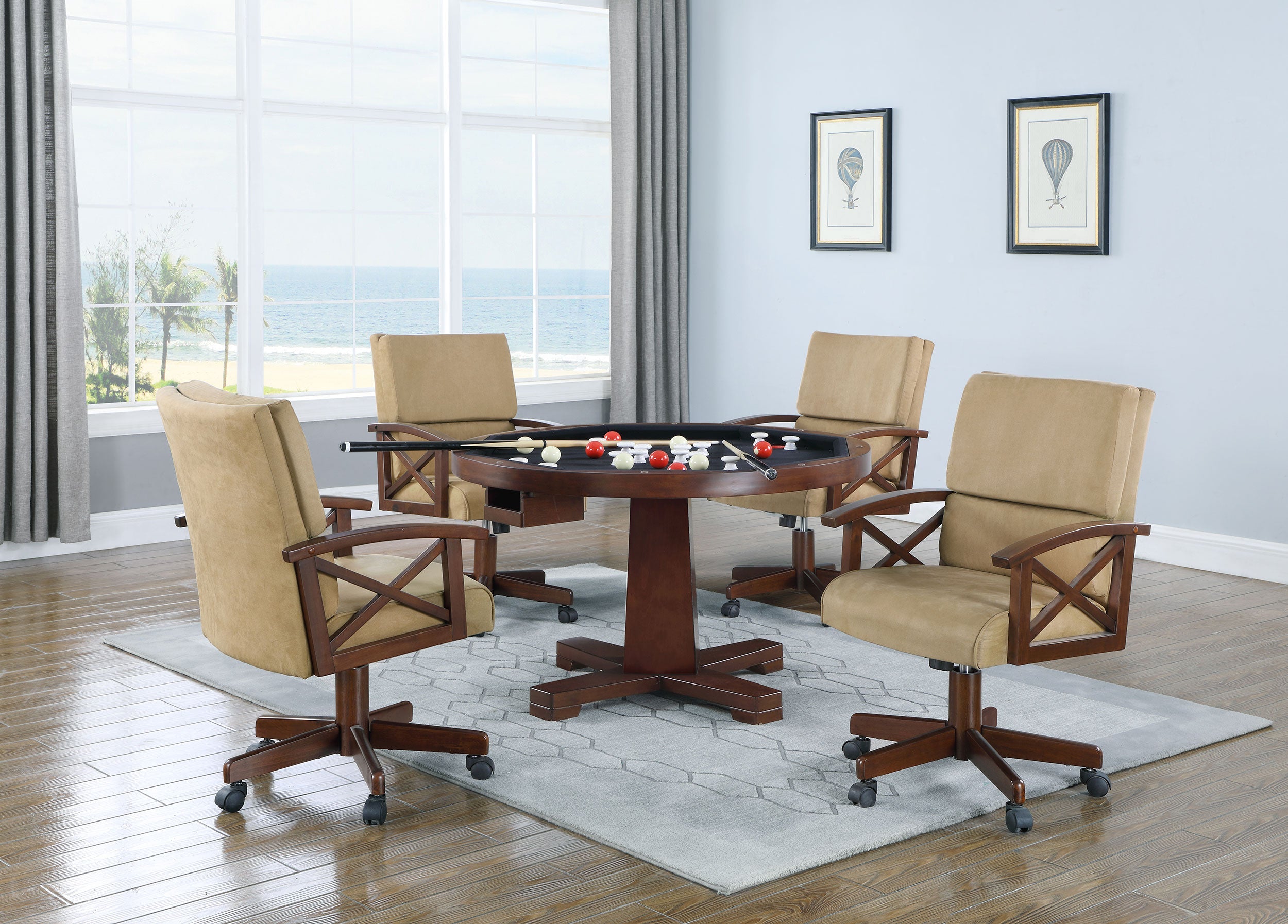 Marietta  3-in-1 Dining and Game Table Set Tobacco