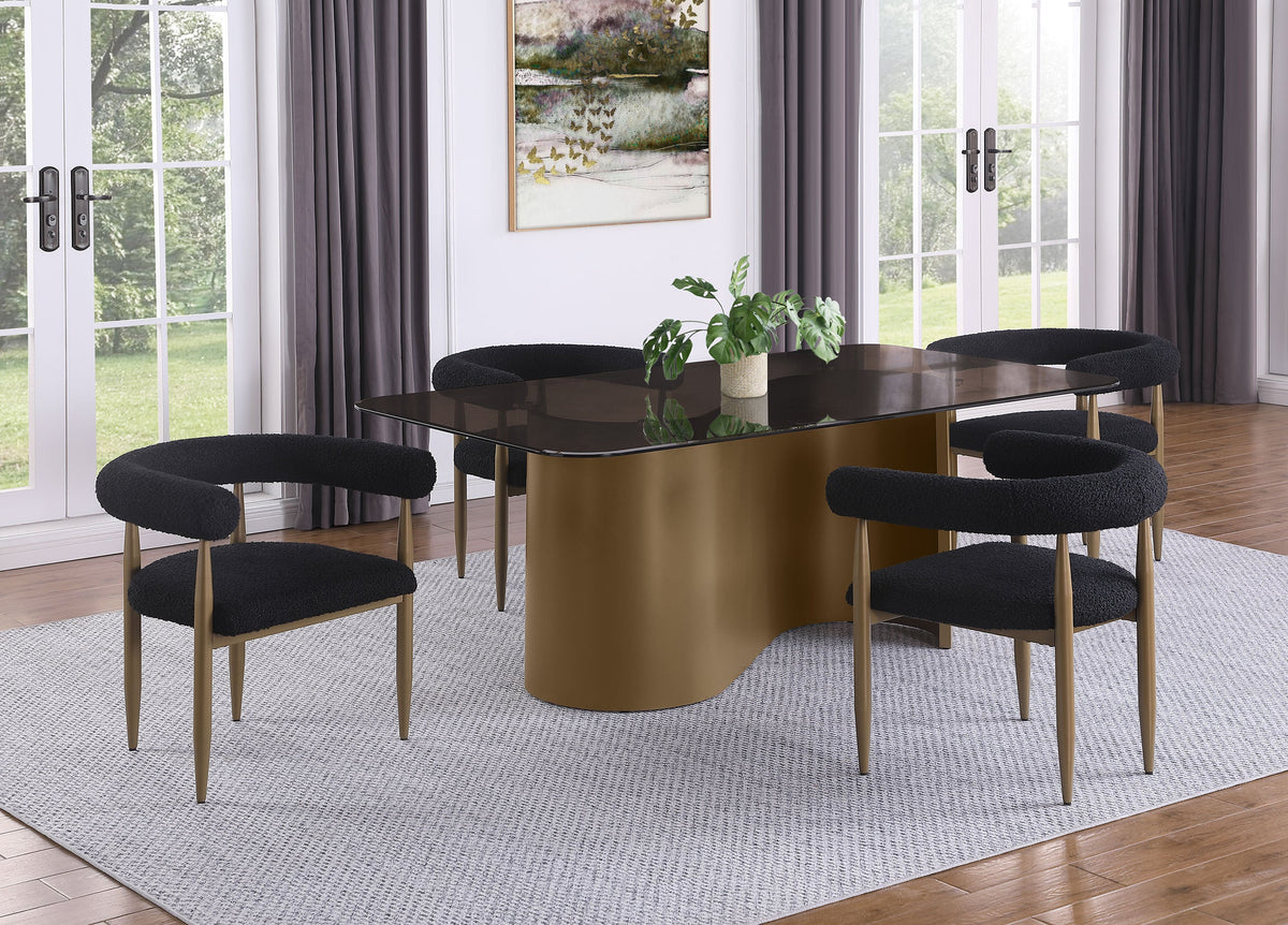 Edson  Rectangular Glass Top Dining Table Set Bronze