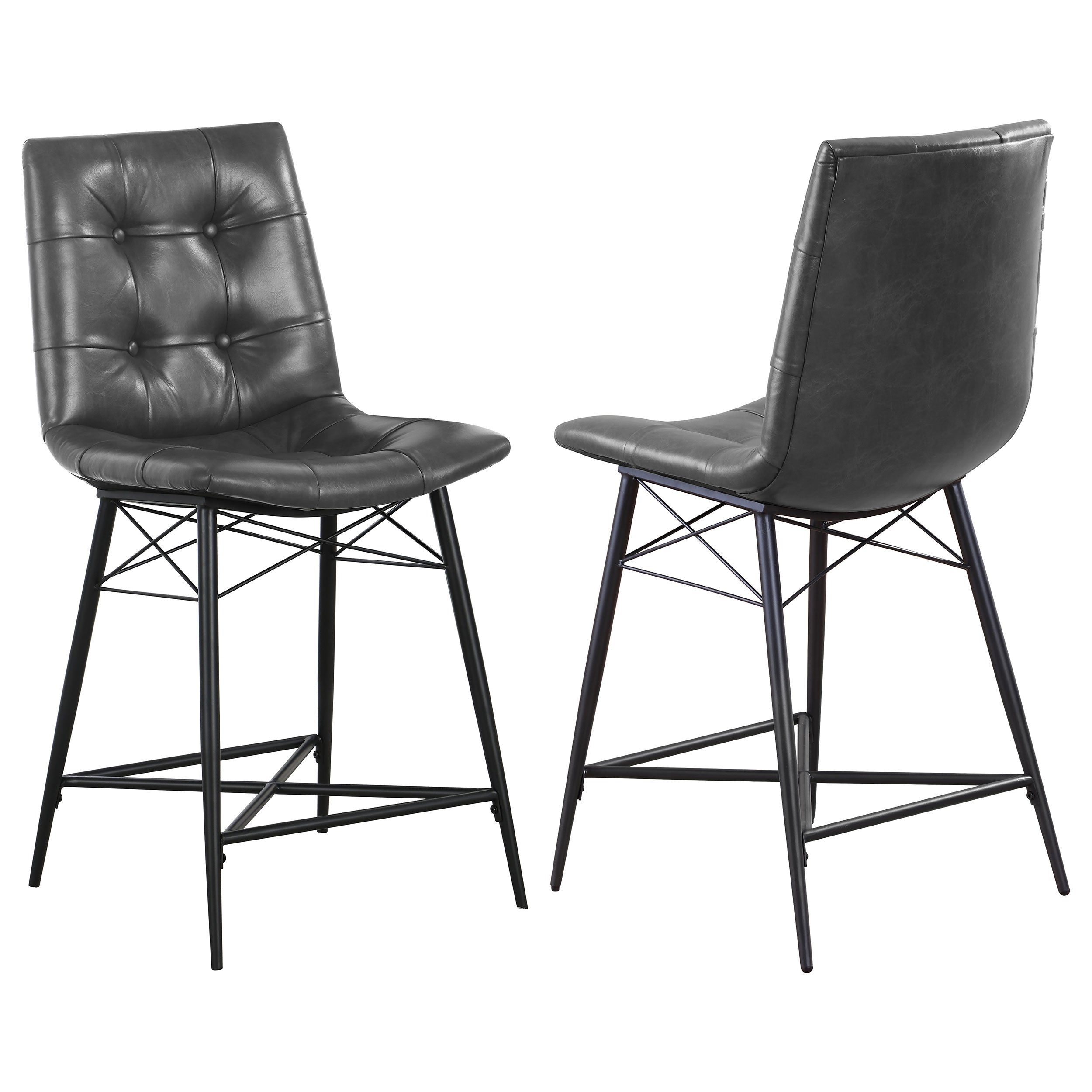 Aiken Upholstered Tufted Counter Chair Brown (Set of 2)