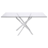 Carmelo Rectangular 66-inch Glass Top Dining Table Chrome