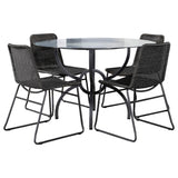 Aviano  Round Glass Top Dining Table Set Gunmetal