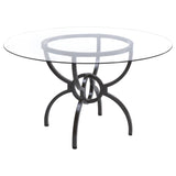 Aviano  Round Glass Top Dining Table Set Gunmetal