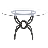 Aviano Round 48-inch Glass Top Metal Dining Table Gunmetal