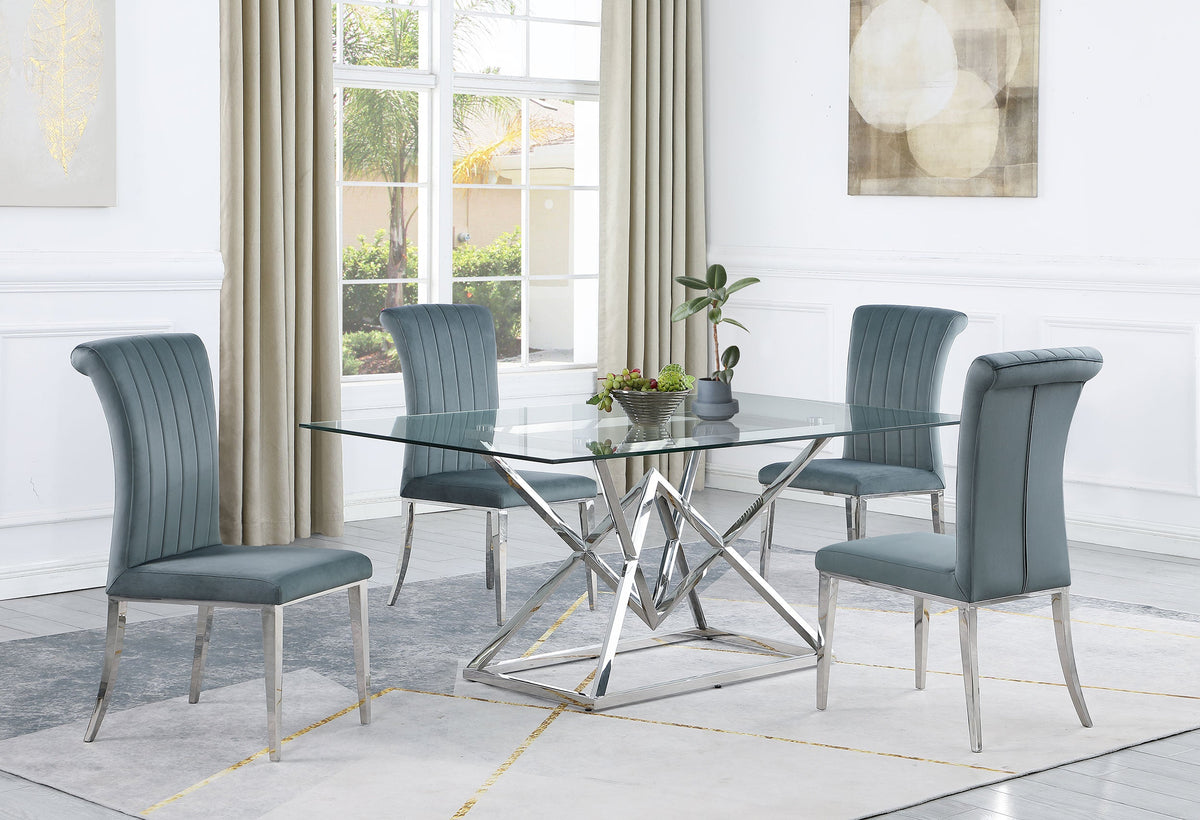 Beaufort  Rectangular Dining Set Chrome and Grey
