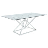 Beaufort Rectangular 71-inch Glass Top Dining Table Chrome