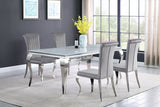 Carone  81-inch Rectangular White Glass Dining Set Black