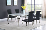 Carone  81-inch Rectangular White Glass Dining Set Black