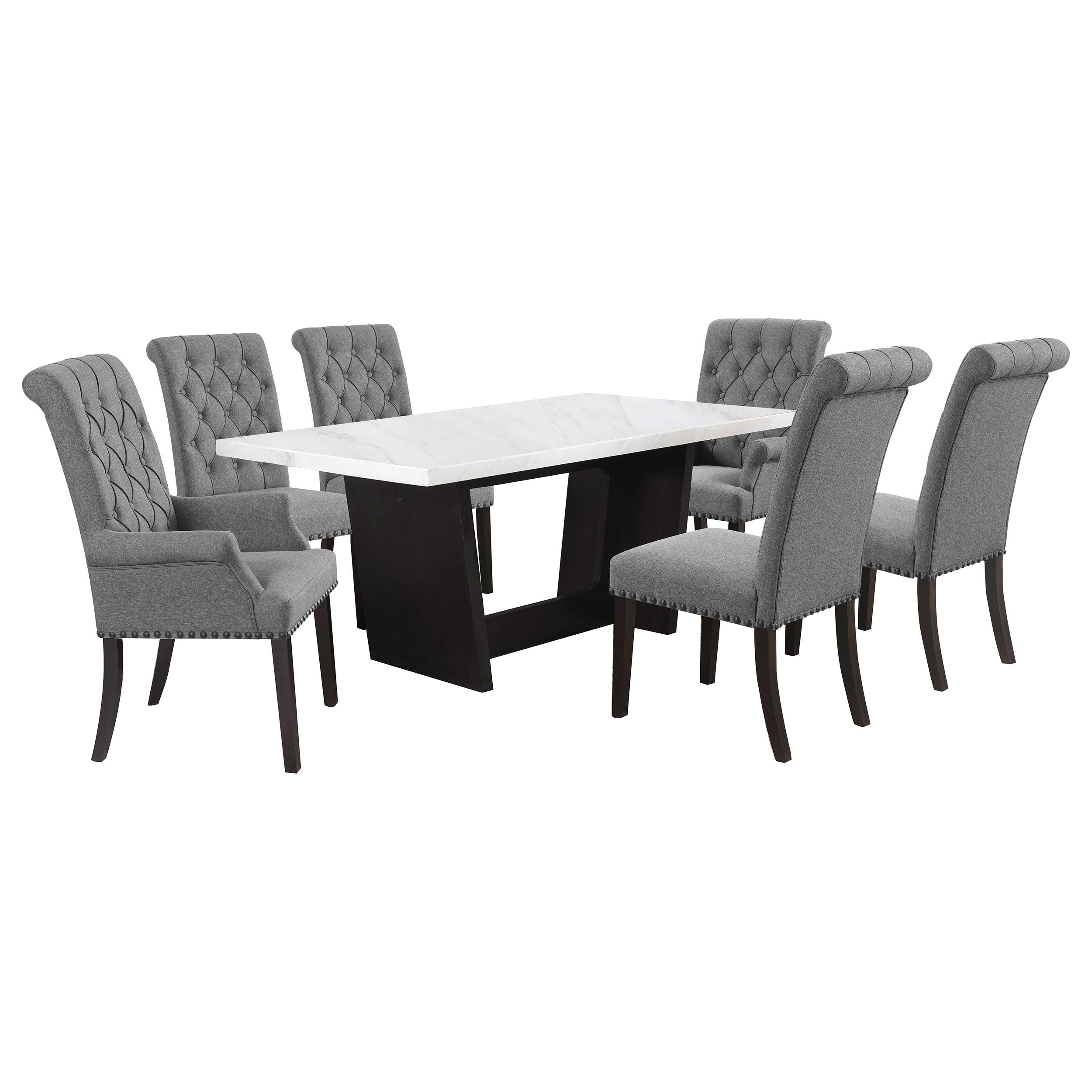 Sherry  Rectangular Marble Top Dining Table Set Brown