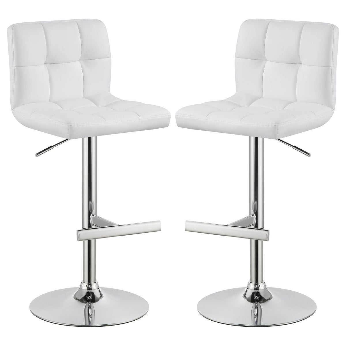 Lenny Upholstered Adjustable Bar Stool Black / White (Set of 2)