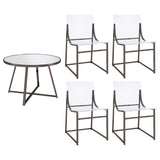Jillian  Round Mirror Top Dining Set Black Nickel
