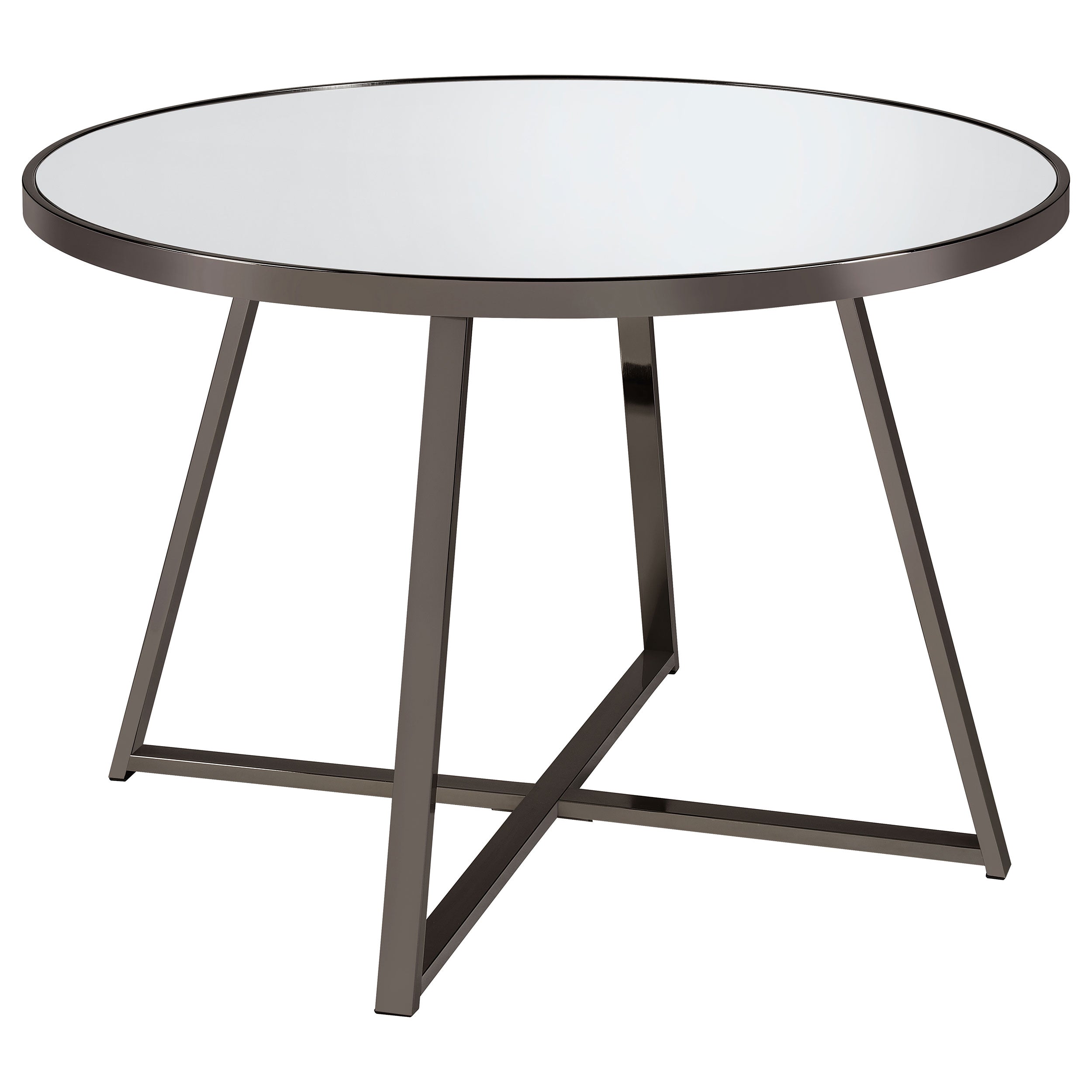 Jillian  Round Mirror Top Dining Set Black Nickel