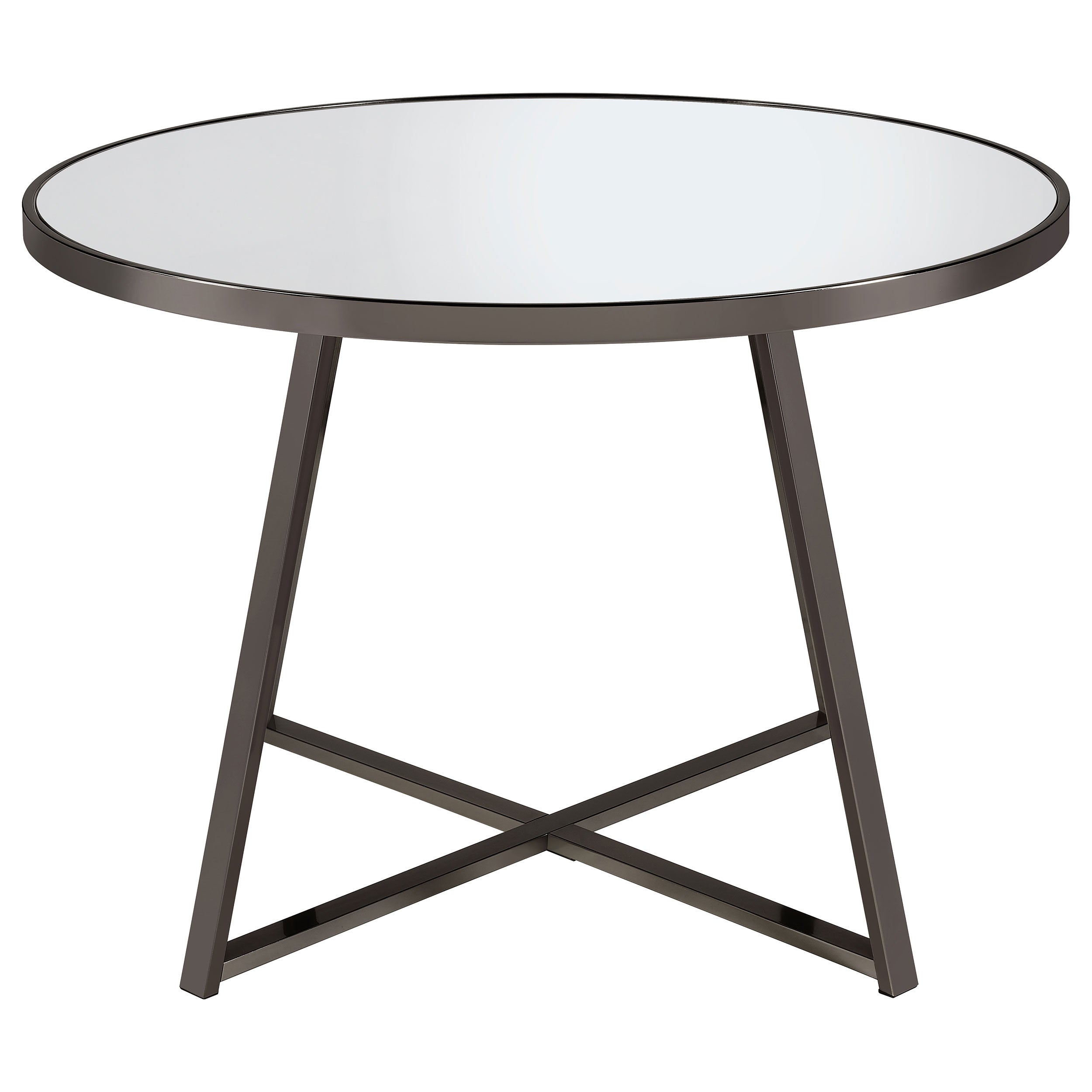 Jillian  Round Mirror Top Dining Set Black Nickel
