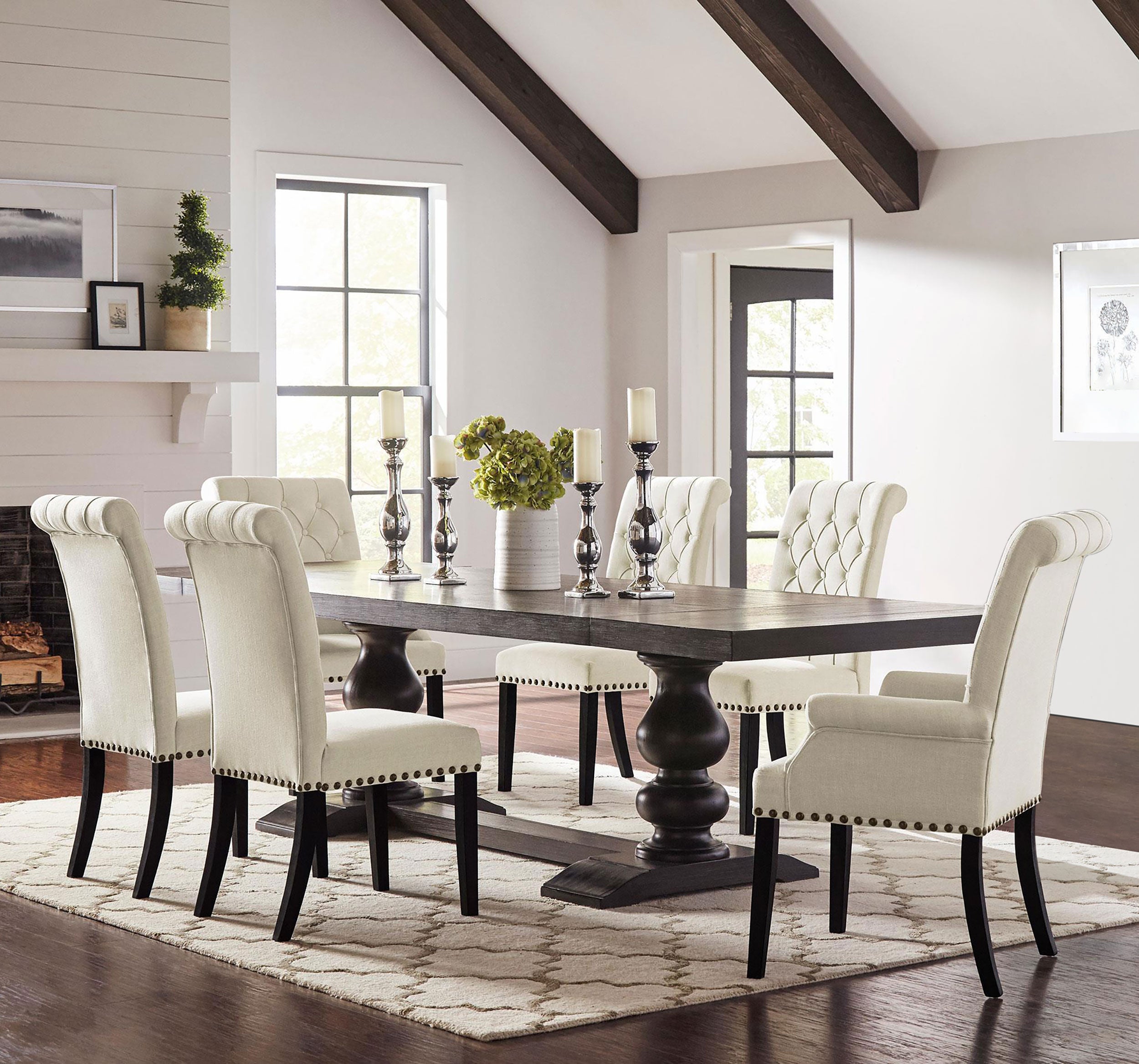 Phelps  Rectangular Dining Table Set Distressed Noir