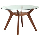 Paxton  Round Glass Top Dining Table Set Nutmeg