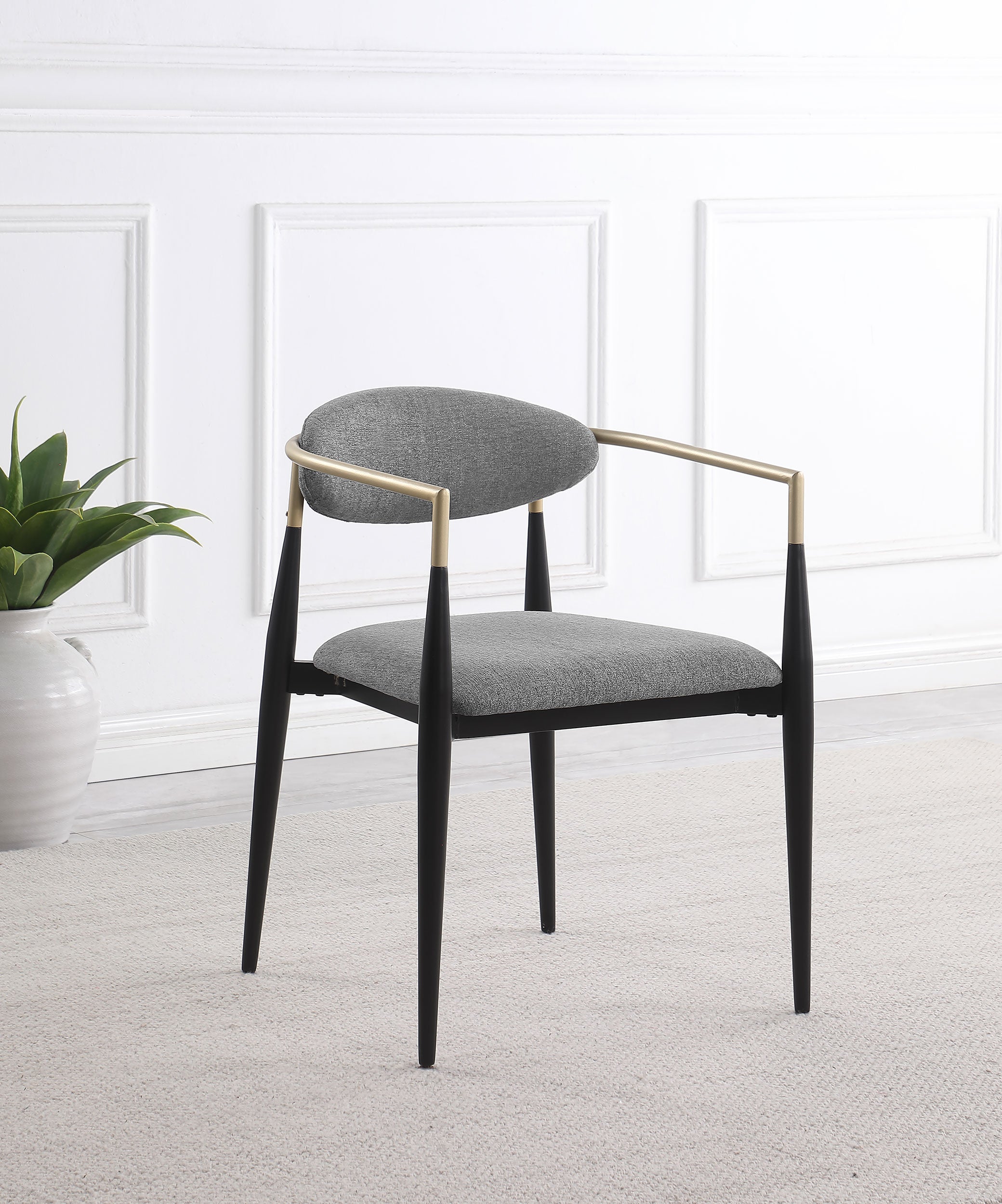 Alexis Fabric Upholstered Dining Arm Chair Beige (Set of 2)