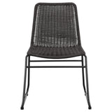 Dacy Faux Rattan Metal Dining Side Chair Brown (Set of 2)