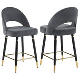 Lindsey Velvet Upholstered Counter Chair Black (Set of 2)